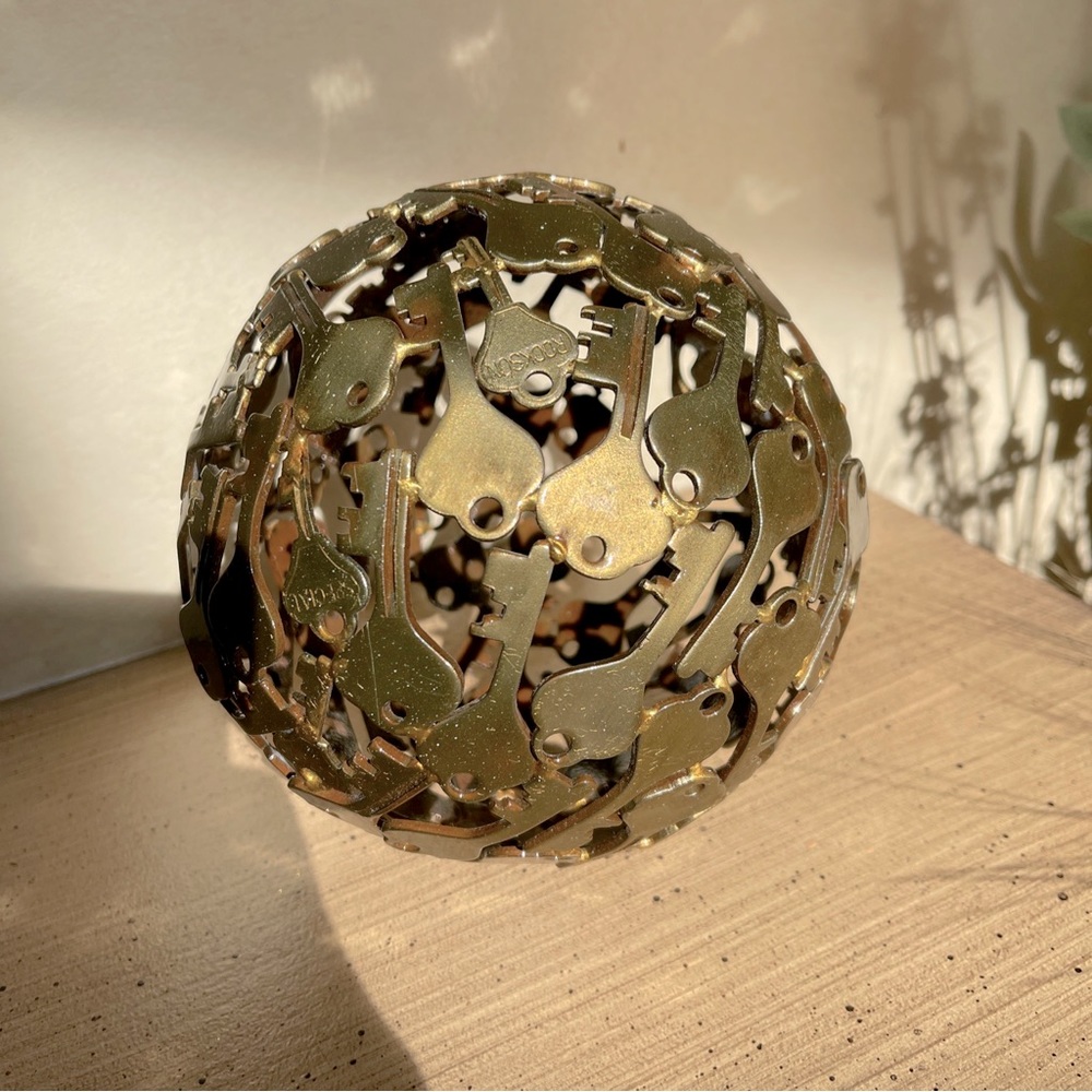 Medium key ball, Key sphere, Metal sculpture ornament